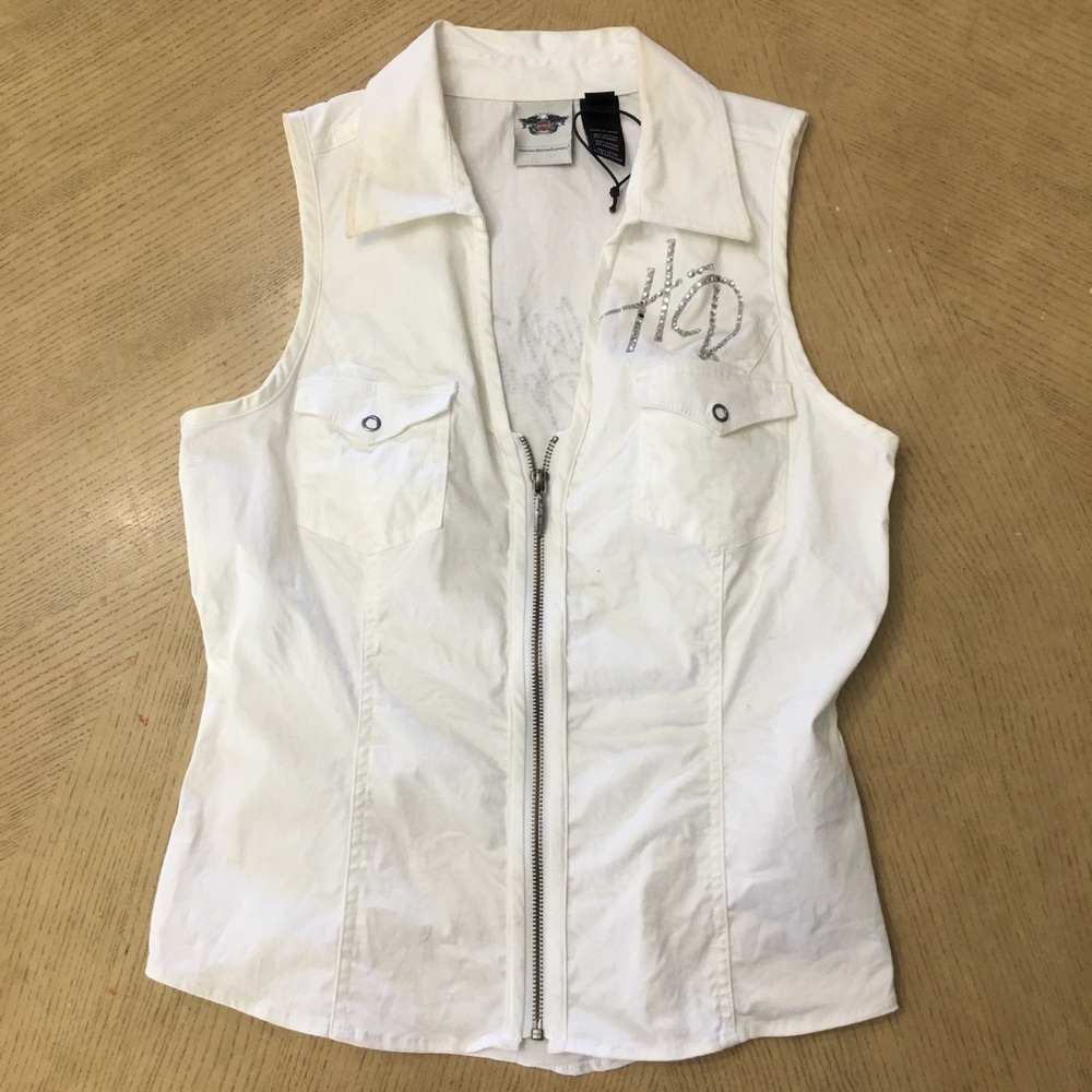✰ Harley Davidson zip up white vest ✰